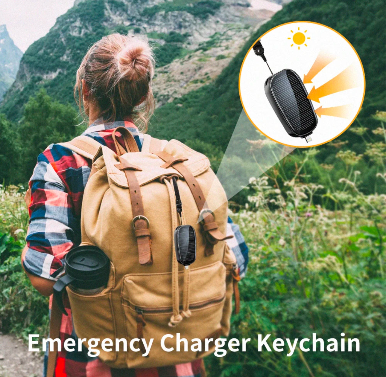 Solar panel charging key chain power bank